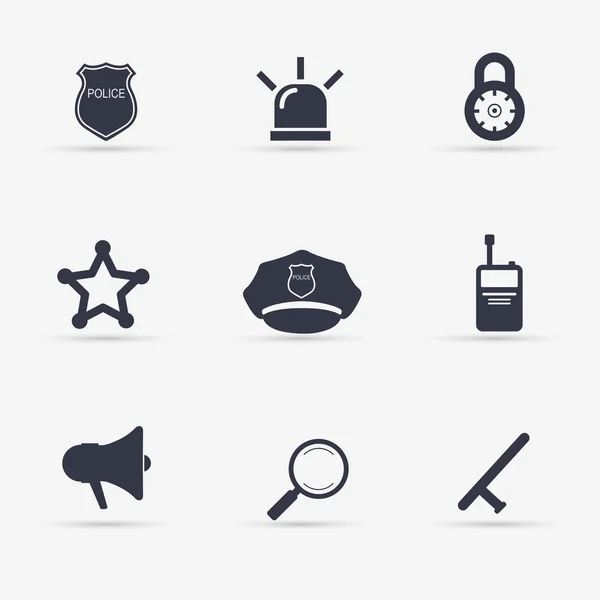 Iconos de policía conjunto — Vector de stock