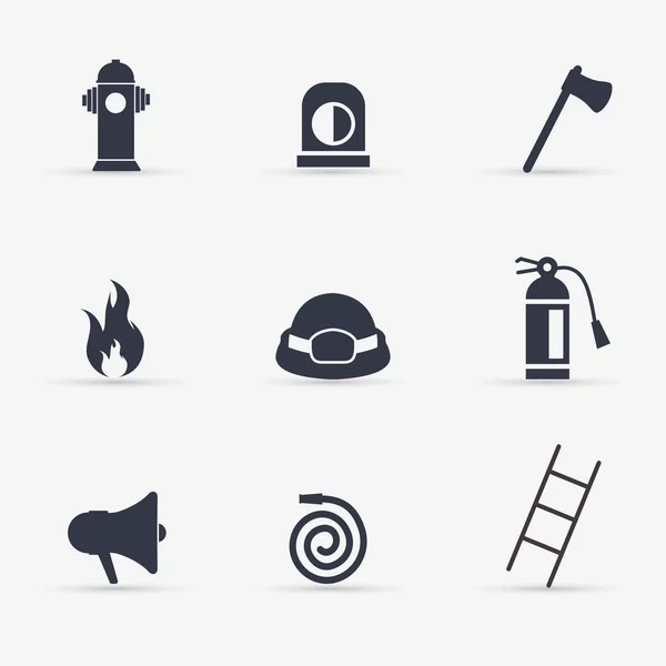 Fireman icons set — Stock Vector