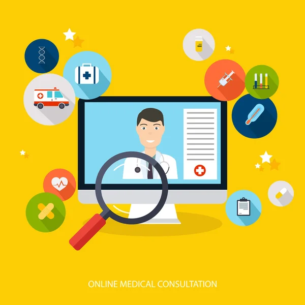 Online Medical Consultation koncept — Stockový vektor