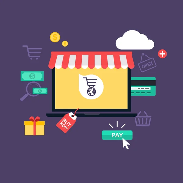 Ícones de compras e pagamentos online —  Vetores de Stock