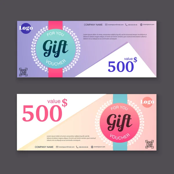 Cheques regalo con patrones de colores — Vector de stock