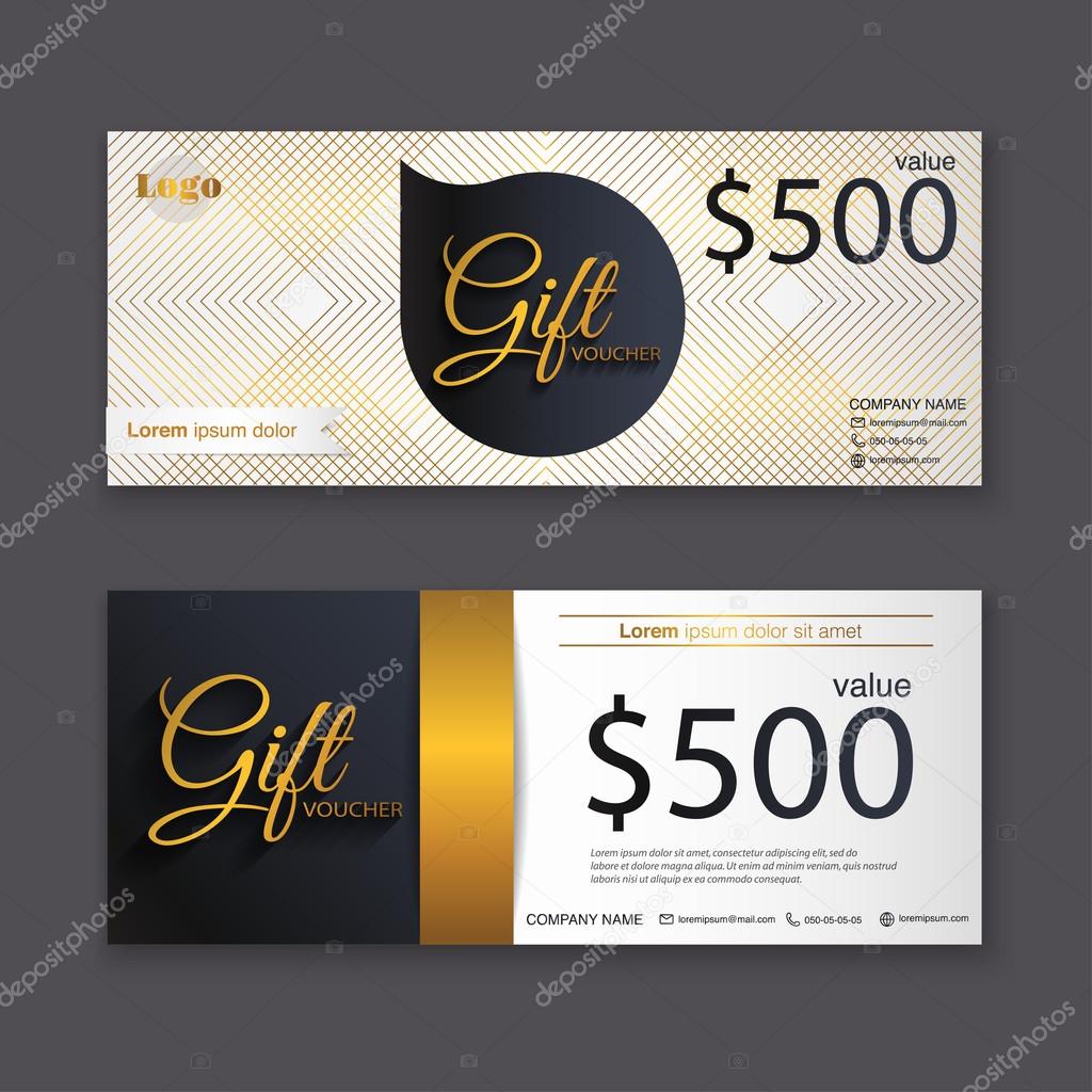 Gift voucher template with gold pattern