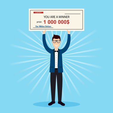 Mutlu adam büyük tutarak kontrol edin