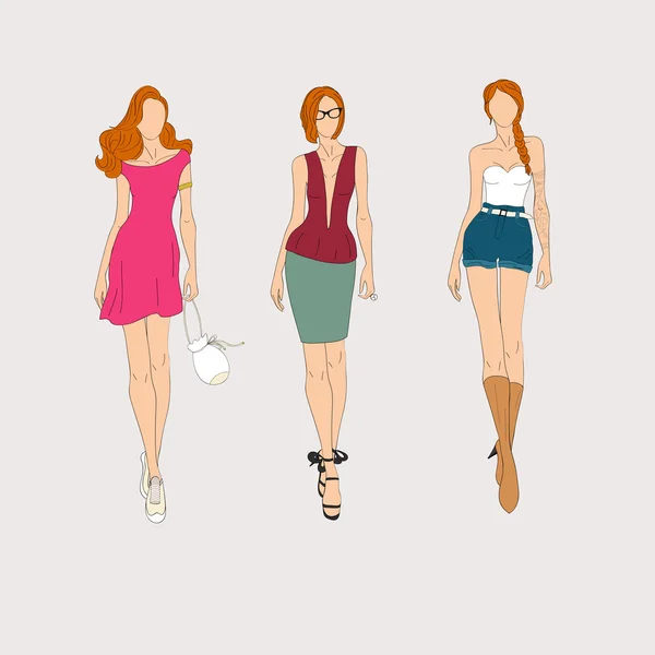 Fashion female models — Stock Vector