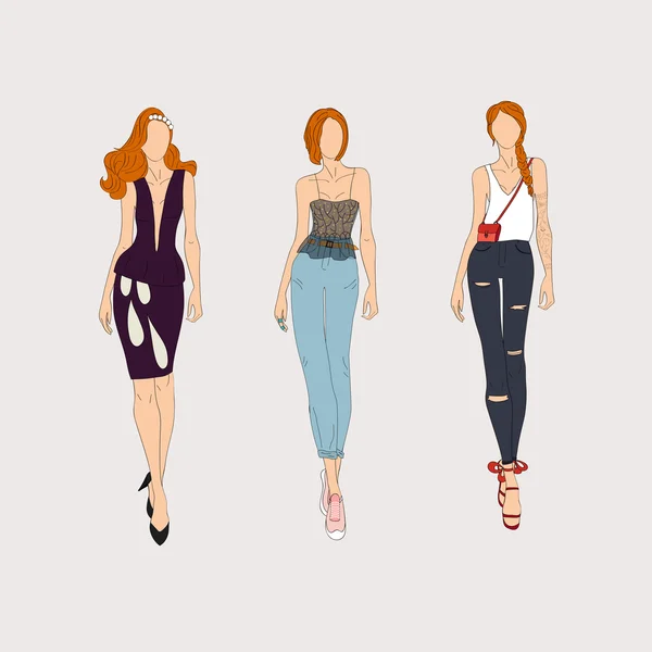 女性ファッションモデル — ストックベクタ