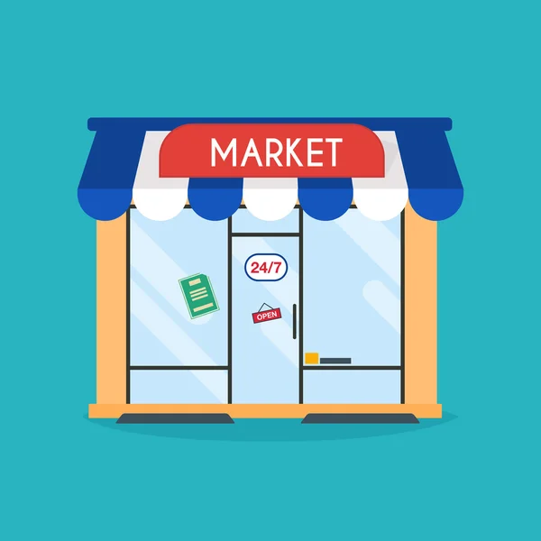 Fachada tienda de mercado — Vector de stock