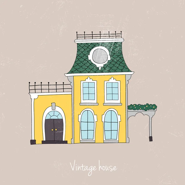 Casas vintage dibujadas a mano — Vector de stock