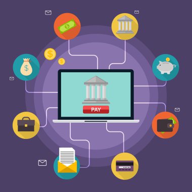 Bankacılık düz simge kümesi,