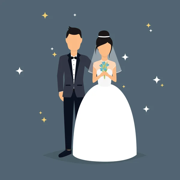 Novia y novio ilustración. — Vector de stock