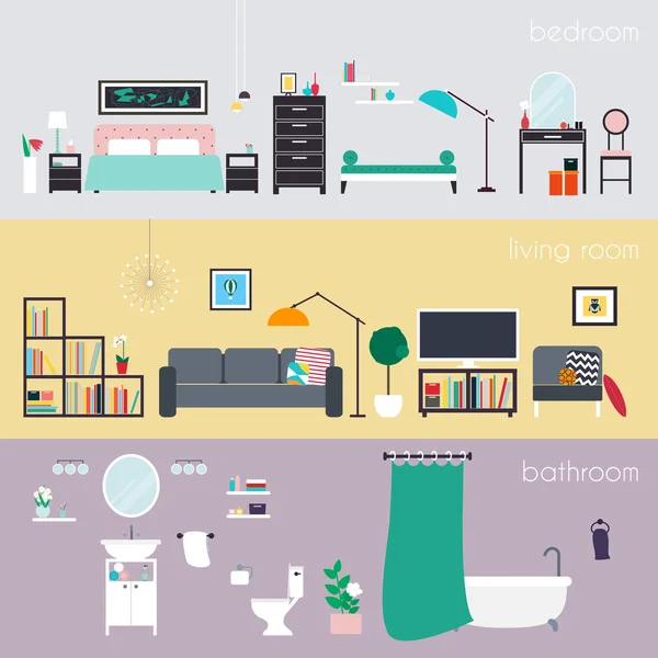 室内设计与家具的图标 — 图库矢量图片