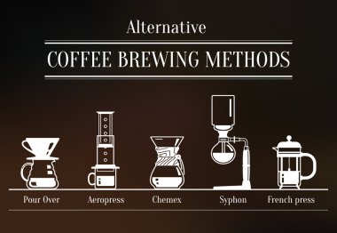 Alternative coffee brewing methods clipart