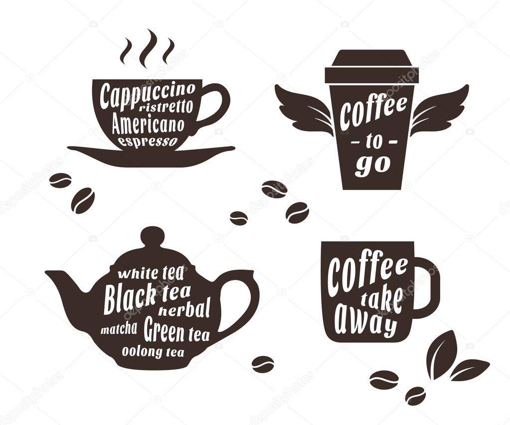 Coffee and tea cups set