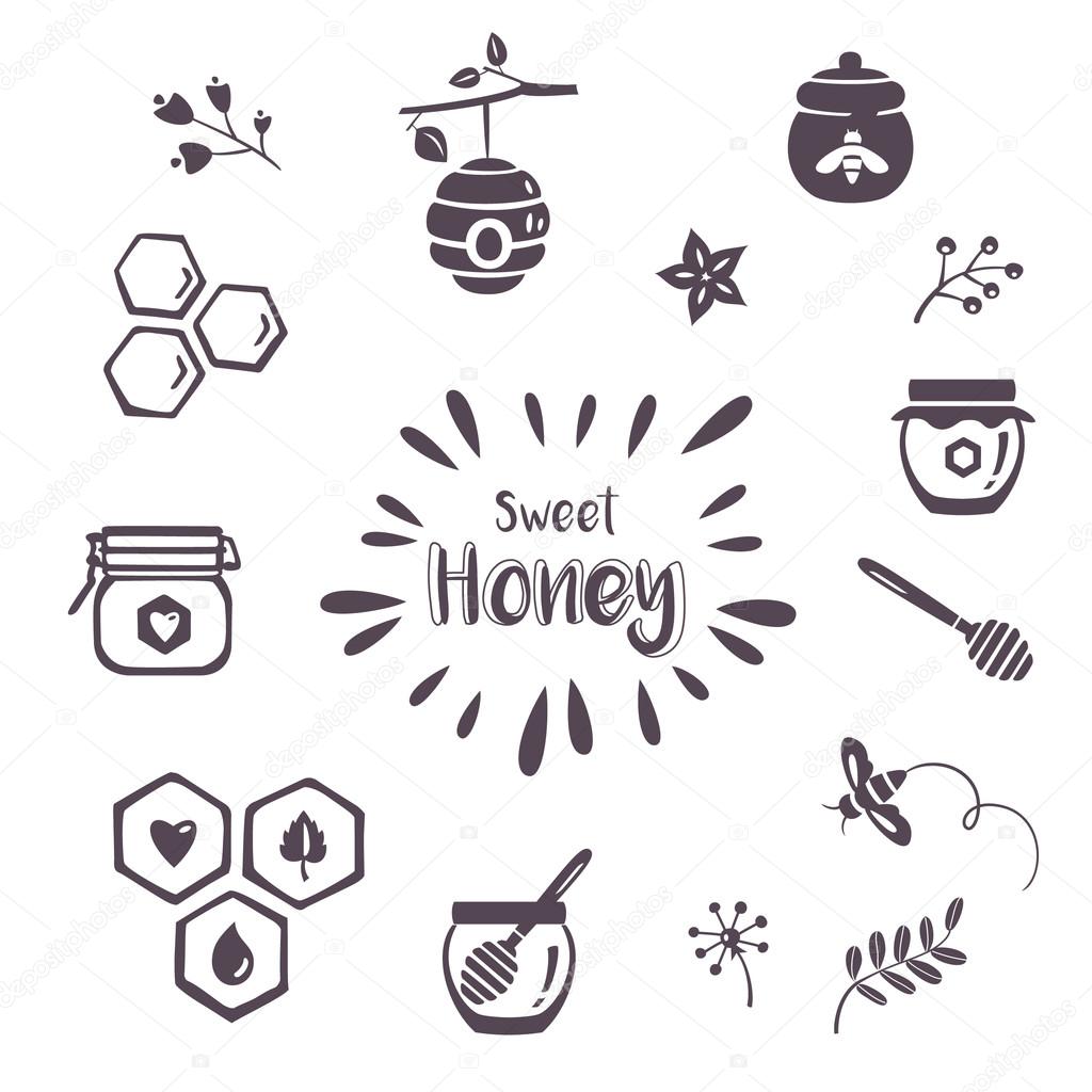 Summer honey icons, badges