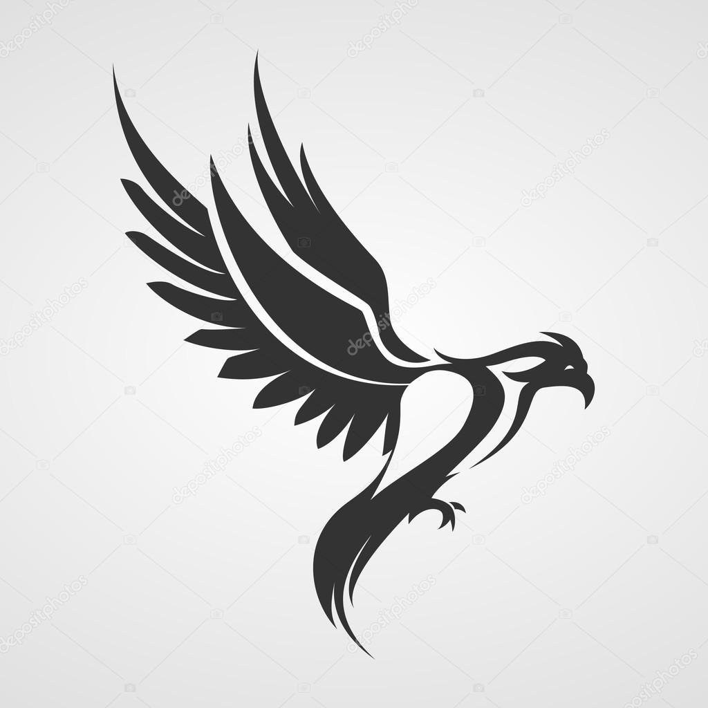 Bird logo. Eagle, phoenix silhouette