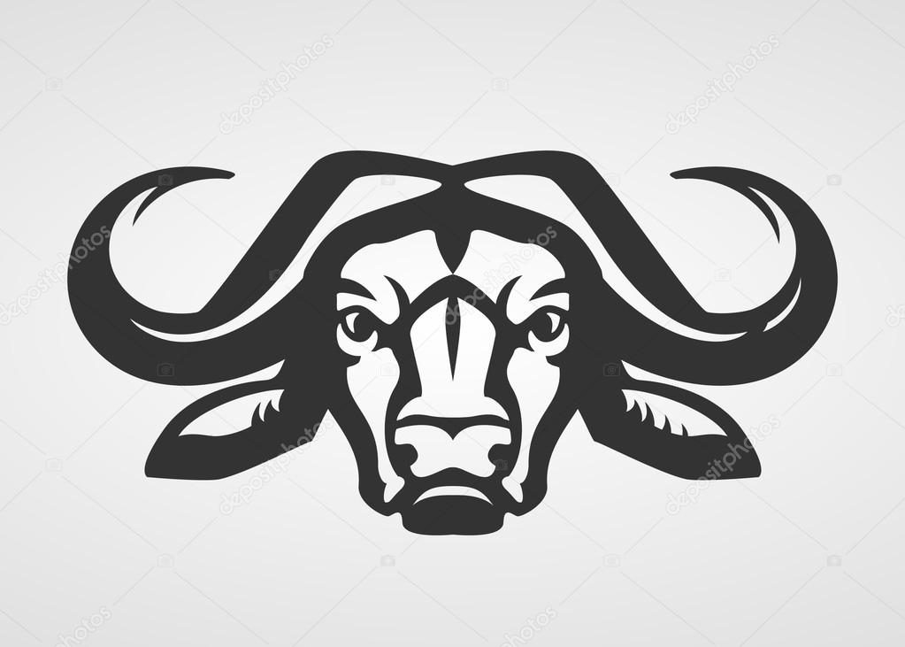 Buffalo head silhouette. Vector bull logo template.