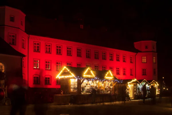 Christmas market at night at castle Tuessling-Bavaria-Germany