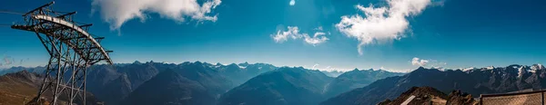 High resolution stitched panorama of a beautiful alpine summer view at the famous  Gaislachkogel summit, Soelden, Oetztal, Tyrol, Austria