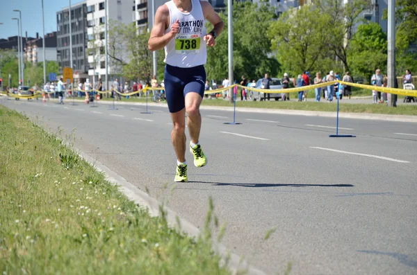 Během maratónského běžce — Stock fotografie