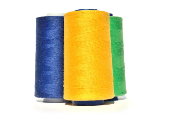 Yellow, blue and green thread — Stock Photo, Image