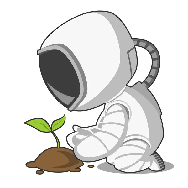 Astronauta e planta —  Vetores de Stock