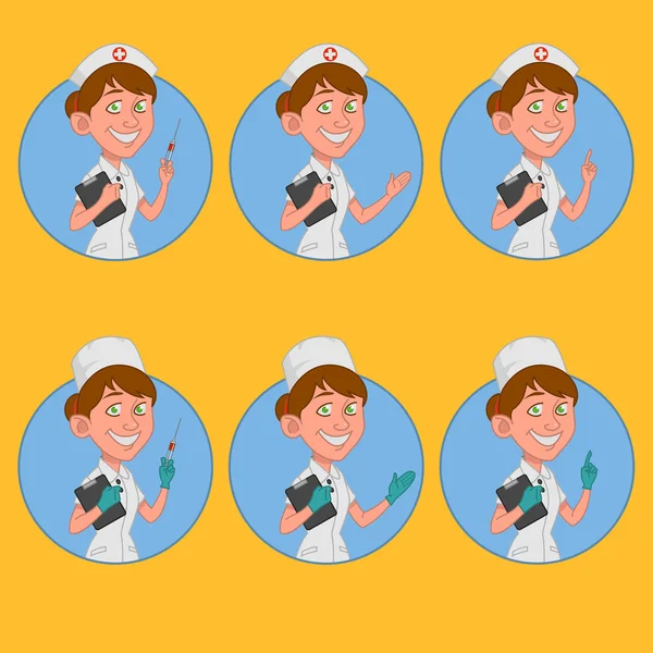 Zbiór avatary pielęgniarka — Wektor stockowy