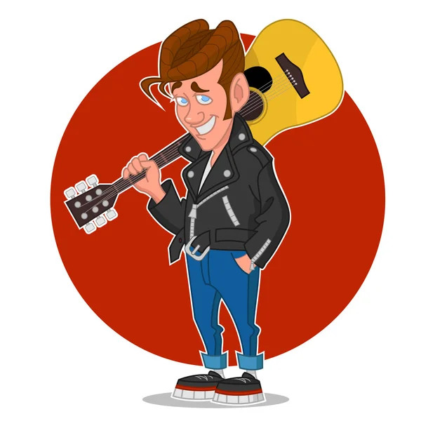 Hombre con una guitarra — Vector de stock