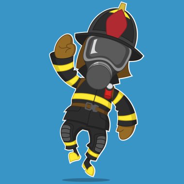 Firefighter rejoices clipart