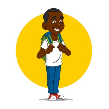 neşeli okul çocuğu.