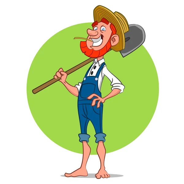 Agricultor con pala. — Vector de stock