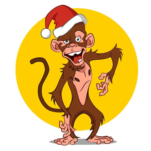 Noel Baba şapkası komik maymun Stok Vektör