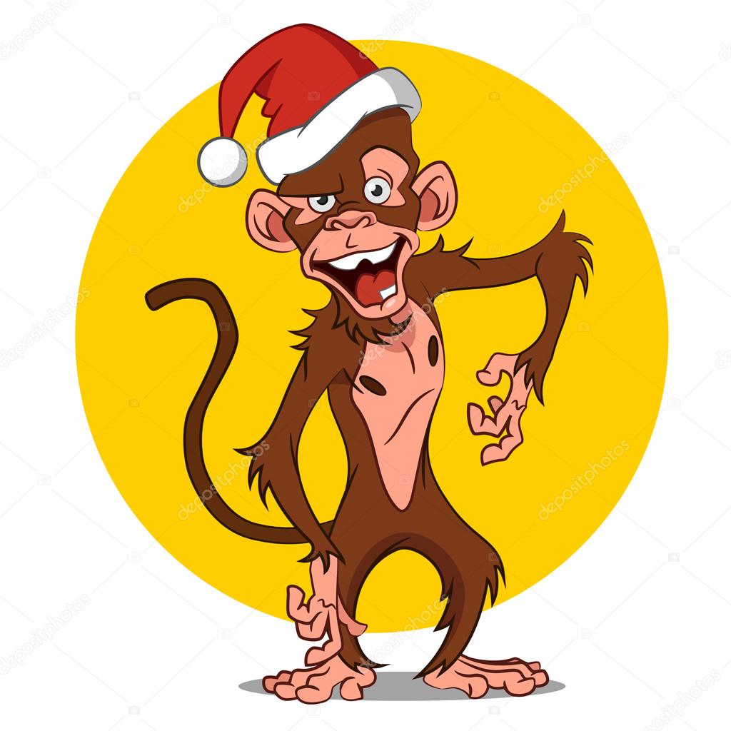funny monkey in a Santa hat