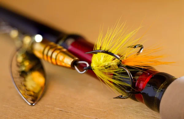 Fly to tee spinner lures close-up — Stock Photo, Image