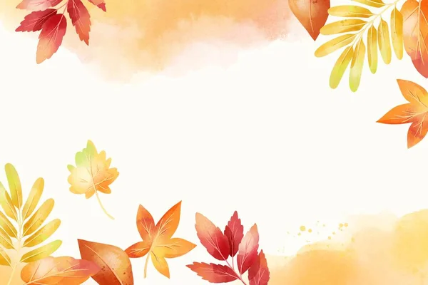 Akvarel Podzimní Pozadí Listy Vektor Design Ilustrace — Stockový vektor