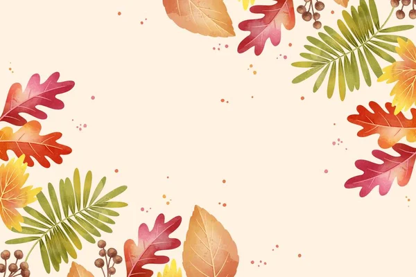 Aquarelle Automne Avec Feuilles Arrière Plan Vectoriel Conception Illustration — Image vectorielle