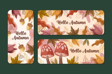 elle çizilmiş sonbahar pankartları vektör tasarım illüstrasyonları