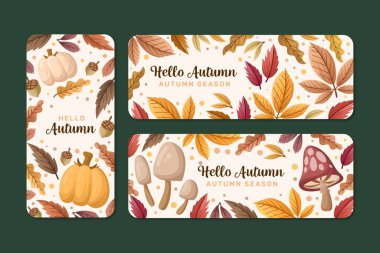 elle çizilmiş sonbahar pankartları vektör tasarım illüstrasyonları