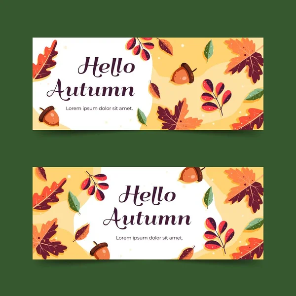 Outono Venda Banners Design Vetorial Plana Ilustração — Vetor de Stock