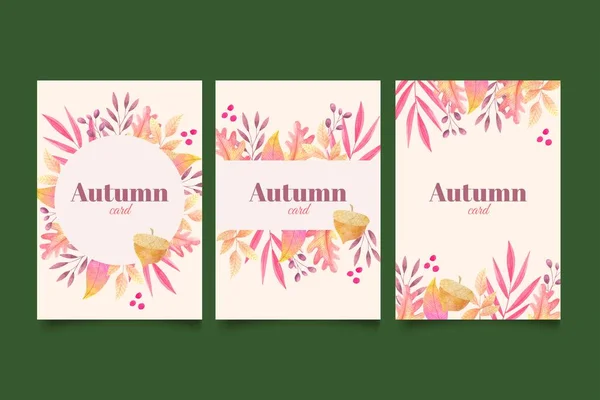 Aquarela Outono Cartão Coleção Vetor Desenho Ilustração — Vetor de Stock