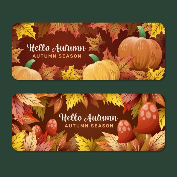 Hand Drawn Autumn Banners Template Vector Design Illustration — Stock Vector