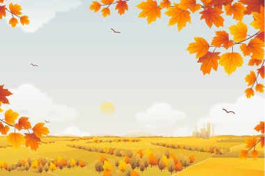 düz sonbahar arkaplan vektör tasarımı çizimi