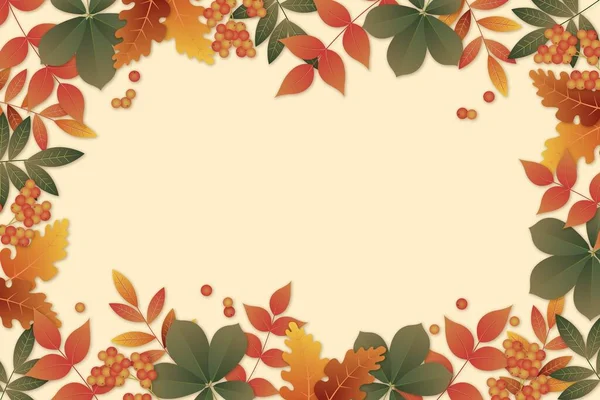 Realistische Herbst Blätter Hintergrund Vektor Design Illustration — Stockvektor