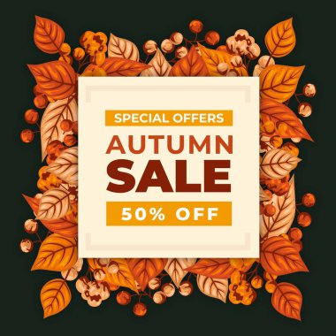 elle çizilmiş sonbahar satışı vektör tasarımı illüstrasyonu