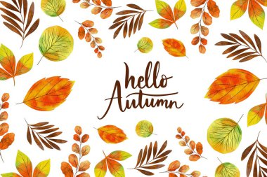 suluboya sonbahar arkaplan vektör tasarımı çizimi