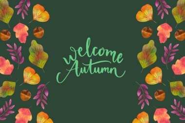 suluboya sonbahar arkaplan vektör tasarımı çizimi