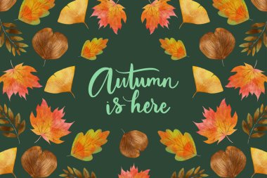 suluboya sonbahar arkaplan vektör tasarımı çizimi