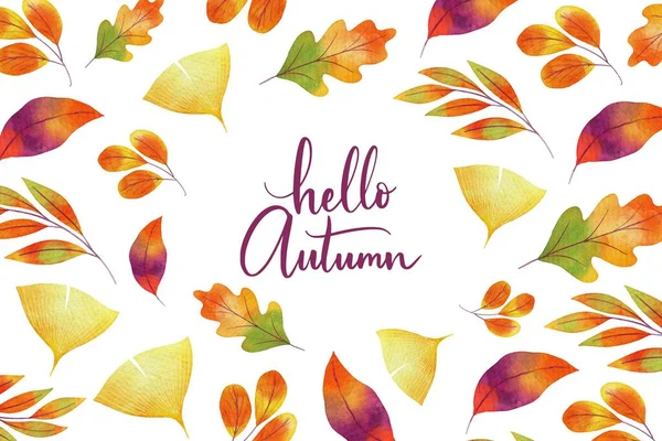 suluboya sonbahar arkaplan vektör tasarımı çizimi