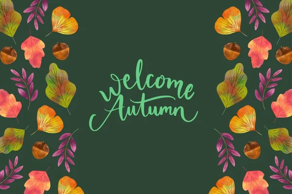 suluboya sonbahar arkaplan vektör tasarımı çizimi