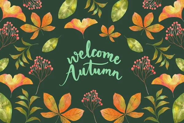 suluboya sonbahar arkaplan vektör tasarımı çizimi