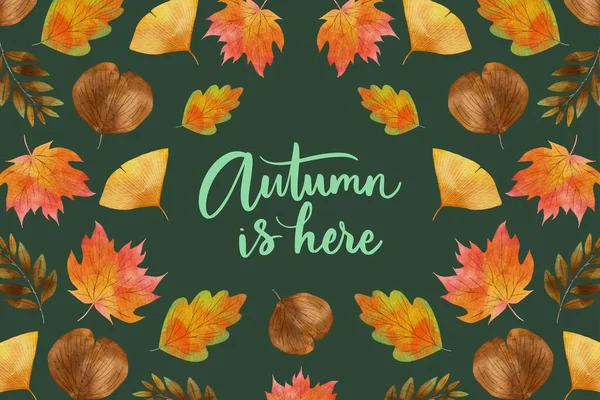 suluboya sonbahar arkaplan vektör tasarımı çizimi