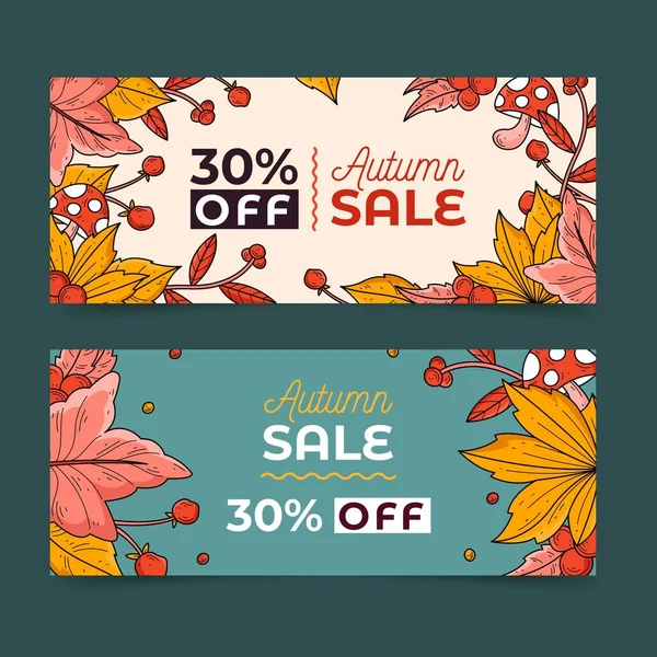 Otoño Venta Banner Colección Vector Diseño Ilustración — Vector de stock